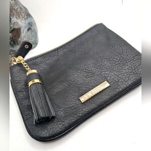 Big Buddha Black Bling Clutch with Tassel Detail